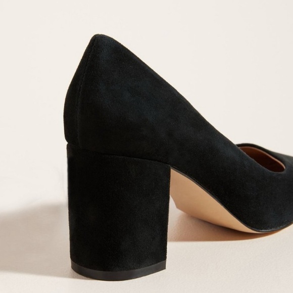 Anthropologie Eloise Square Toe Block Heel Pumps Black Suede SZ 8 Shoes Heels - Picture 16 of 16